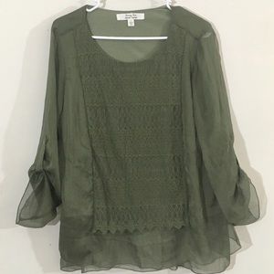 Lace Sheer Layer Boho Hippie Top Blouse Shirt